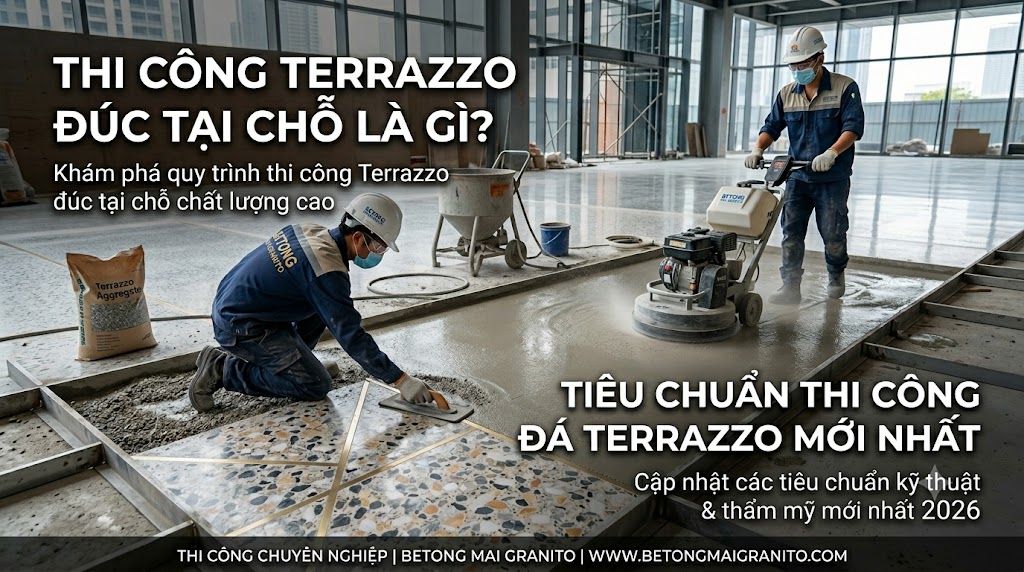 Thi công terrazzo đúc tại chỗ là gì? Tiêu chuẩn thi công đá terrazzo mới nhất